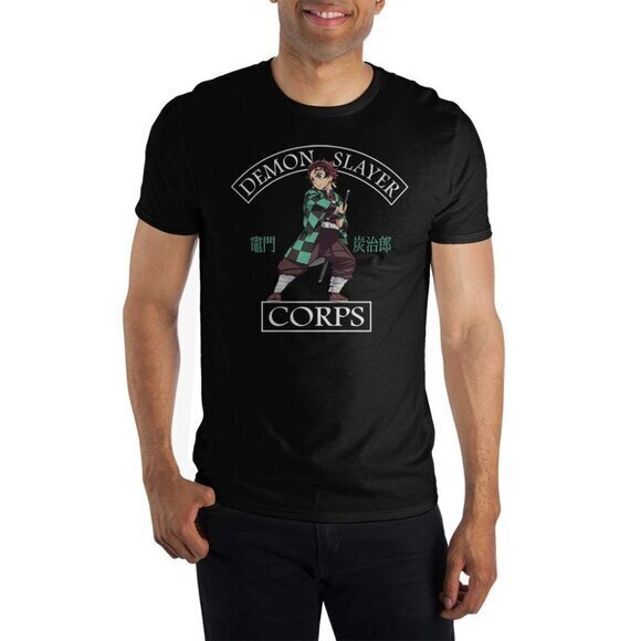 Men's Anime T-Shirt Black Crew‎ Neck Demon Slayer Graphic Tee Size XXL - Picture 1 of 5